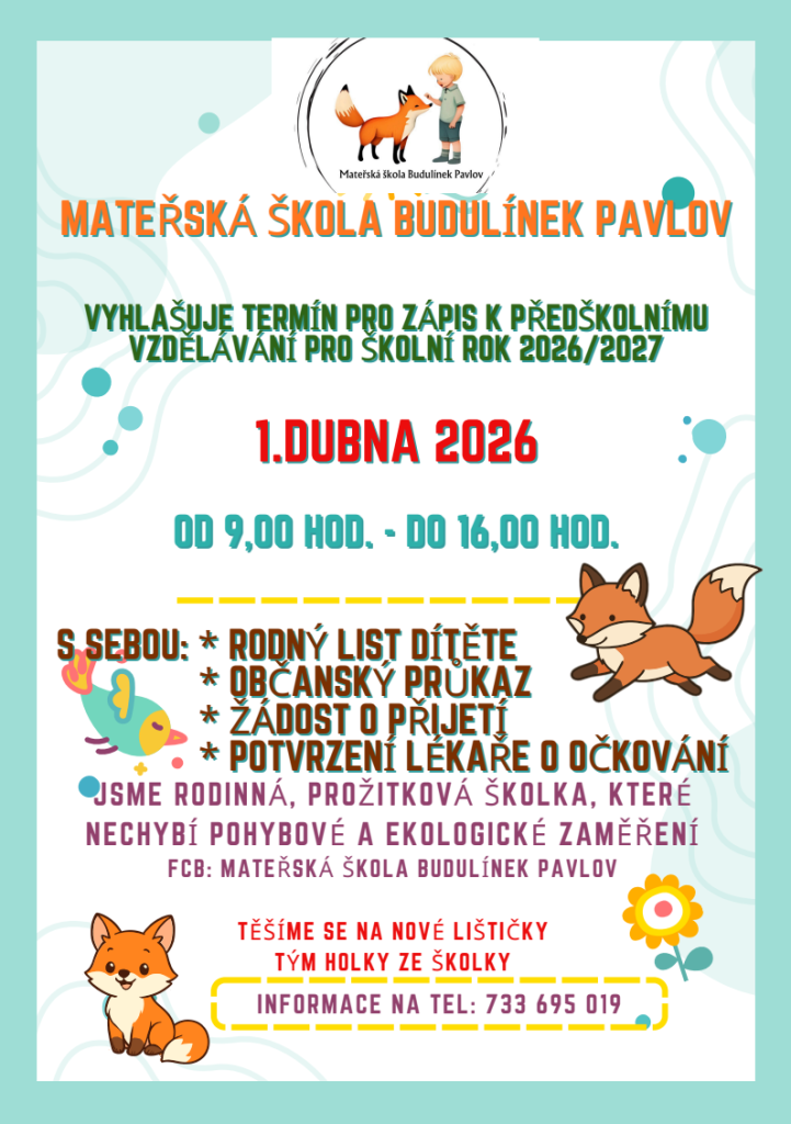 Zápis MŠ Budulínek 2026
