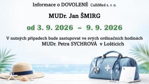 Dovolená MUDr. Jan Šmirg